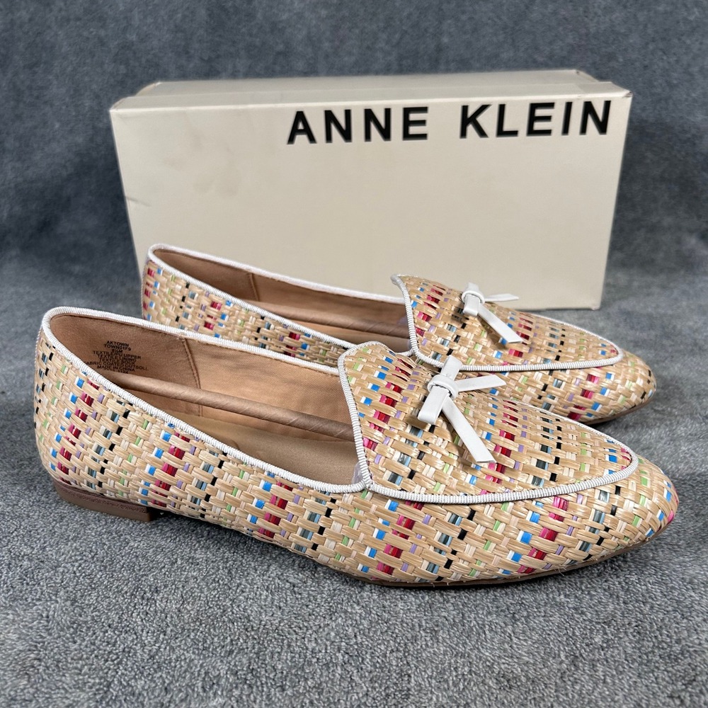 Anne Klein Loafer Flats AKTown Woven Multicolor Women Size 8.5M New w/ Box